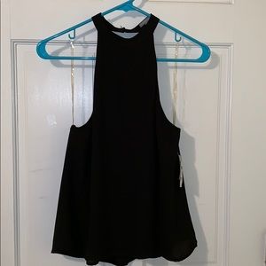 Black, open back tank top